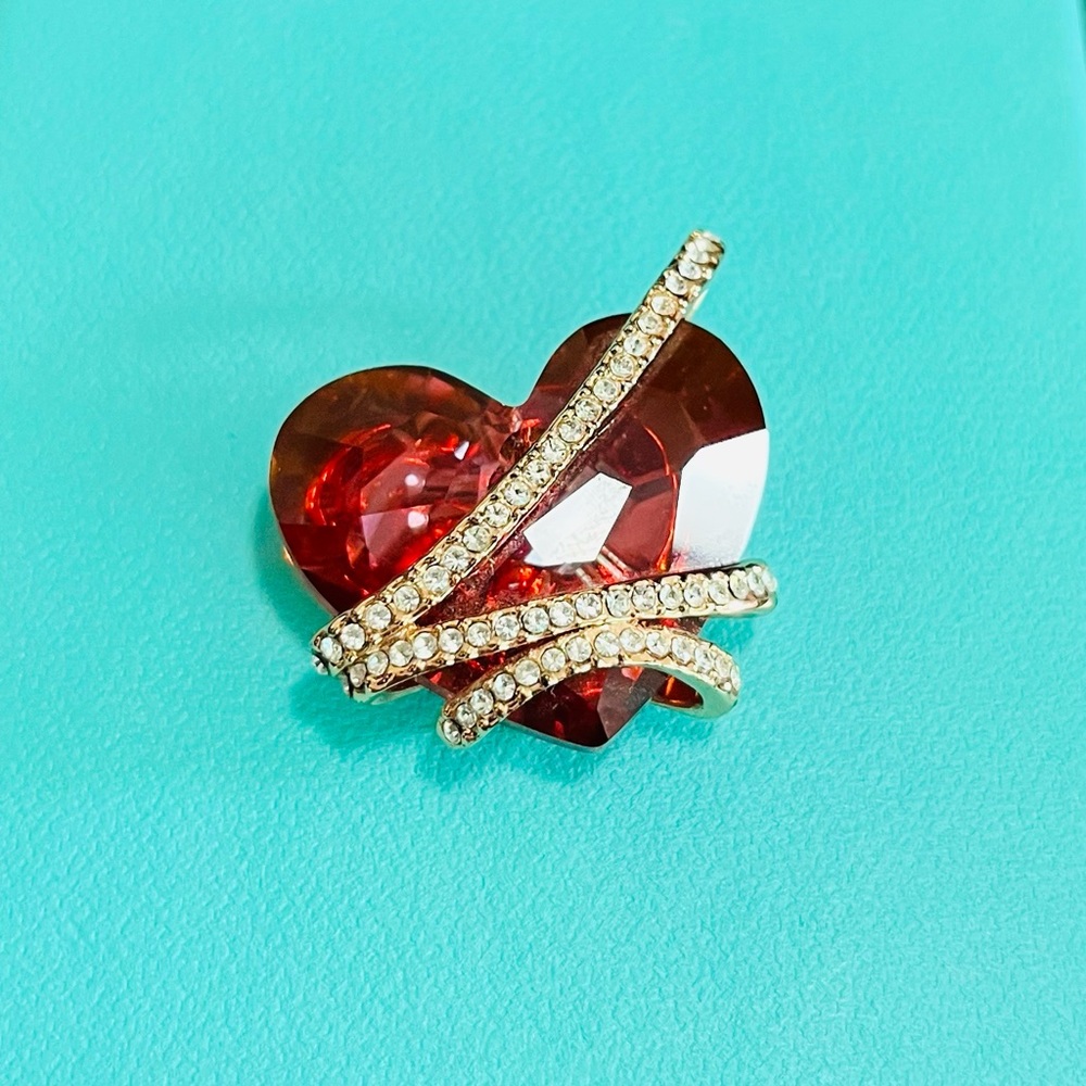 Swarovski Crystal-Wrapped Ruby Heart Pendant for Necklace